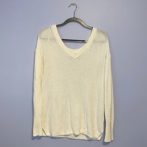 GARAGE Oversized Cream White V Neck Knit Sweater